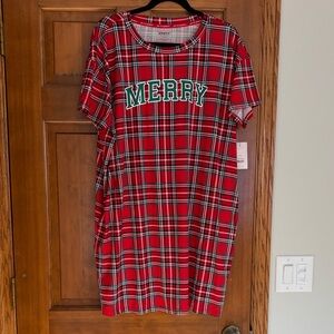 JOYSPUN red plaid Merry sleep shirt